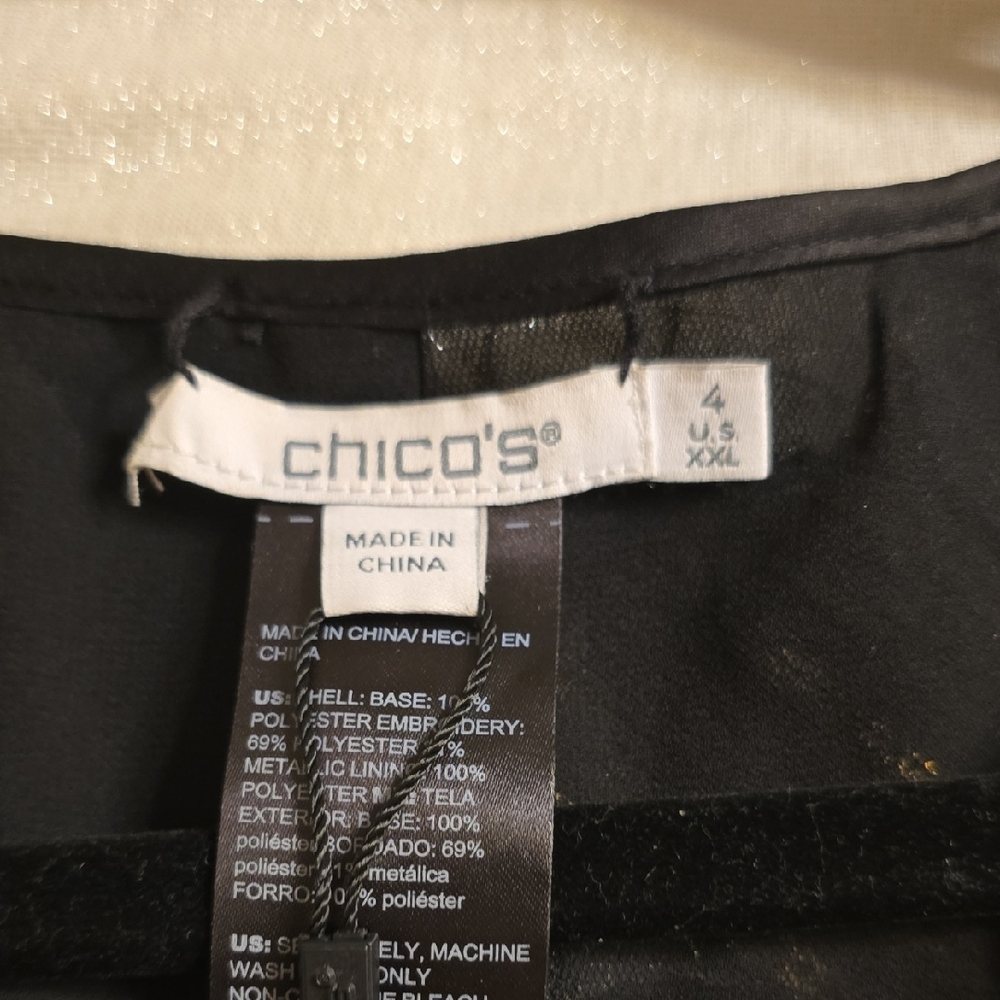 Chico's Black and Gold Embroidered Sequin Jacket Size 4 - Picture 11 of 16